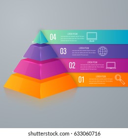 Vector illustration infographics four options pyramid. Stock vector