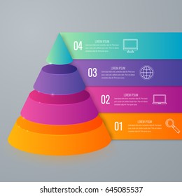 Vector illustration infographics four options pyramid. Stock vector