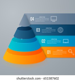 Vector illustration infographics four options pyramid. Stock vector