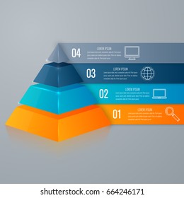 Vector illustration infographics four options pyramid. Stock vector