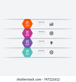 Vector illustration infographics four options. Data and information visualization. Dynamic infographics stylish geometric. element for design business invitations, gift cards, flyers and brochures