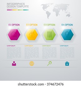 Vector illustration infographics hexagons with shadows. Stock vector.