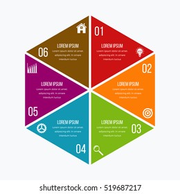 Vector illustration infographics hexagons six options. Stock vector