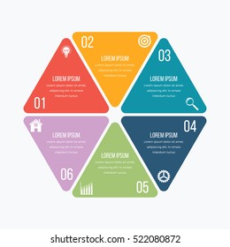 Vector illustration infographics hexagons six options. Stock vector
