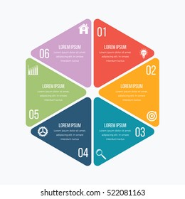 Vector illustration infographics hexagons six options. Stock vector