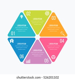 Vector illustration infographics hexagons six options. Stock vector