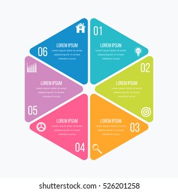 Vector illustration infographics hexagons six options. Stock vector