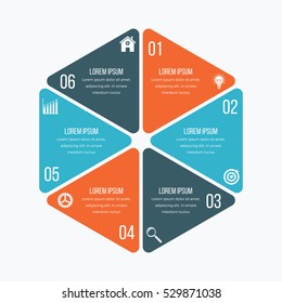 Vector illustration infographics hexagons six options. Stock vector