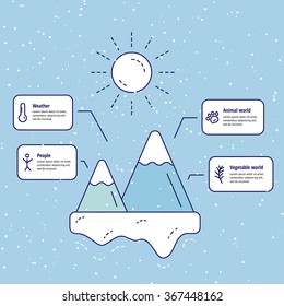 Vector illustration infographics ice age. Flat style stroke