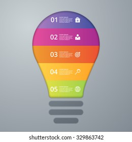 Vector illustration infographics lamp five options.