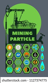 Vector illustration of infographics on the extraction of crypto currency.