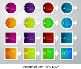 Vector illustration infographics paper circles and rectangles with rounded corners