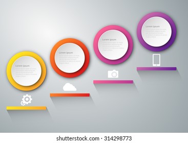 Vector illustration, infographics, paper circles with shadows.