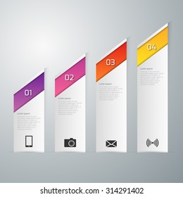 Vector illustration, infographics, pointy paper strips.