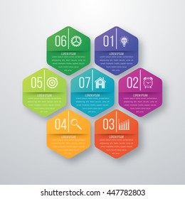 Vector illustration infographics seven hexagons. Stock vector
