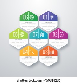 Vector illustration infographics seven hexagons. Stock vector