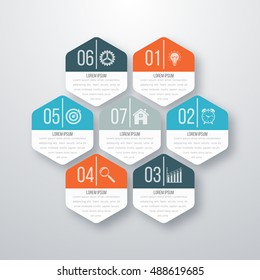 Vector illustration infographics seven hexagons. Stock vector