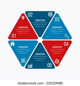 Vector illustration infographics six hexagons. Stock vector