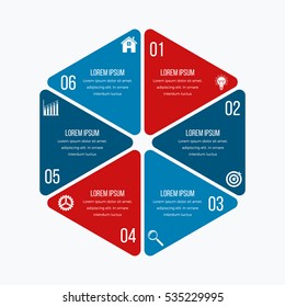Vector illustration infographics six hexagons. Stock vector