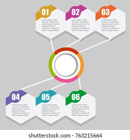 Vector illustration infographics six hexagons. Stock vector