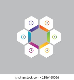 Vector illustration infographics six options. Template for brochure, business, web design.