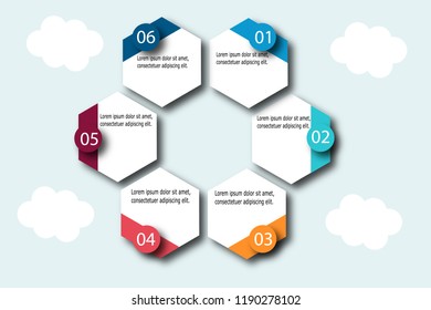 
Vector illustration infographics six options. Template for business cloud background