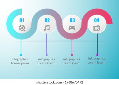 Infografiken der Vektorgrafik: sechs Optionen. Muster für Broschüren, Geschäftswelt, Webdesign