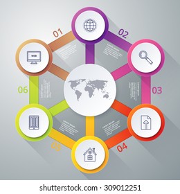Vector illustration infographics six options.