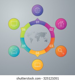 Vector illustration infographics six options.