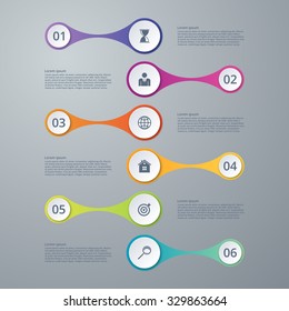 Vector illustration infographics six options.