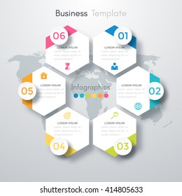 Vector illustration infographics six options. Template for brochure, business, web design