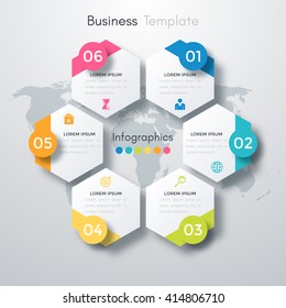 Vector Illustration Infographics Six Options. Template For Brochure, Business, Web Design