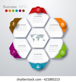 Vector illustration infographics six options. Template for brochure, business, web design