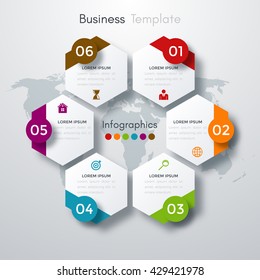 Vector illustration infographics six options. Template for brochure, business, web design