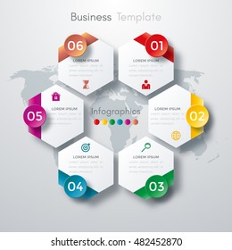 Vector illustration infographics six options. Stock vector