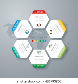 Vector illustration infographics six options. Stock vector