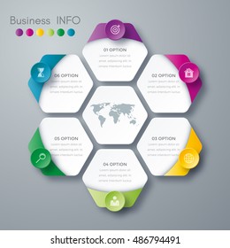 Vector illustration infographics six options. Stock vector