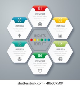 Vector illustration infographics six options. Stock vector