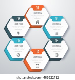Vector illustration infographics six options. Stock vector