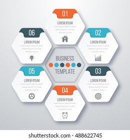 Vector illustration infographics six options. Stock vector