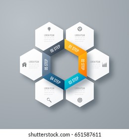 Vector illustration infographics six options. Template for brochure, business, web design