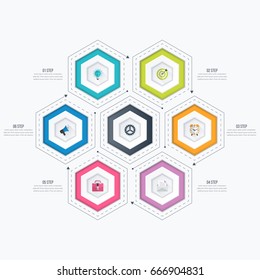 Vector illustration infographics six options. Template for brochure, business, web design
