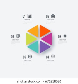 Vector illustration infographics six options. Template for brochure, business, web design
