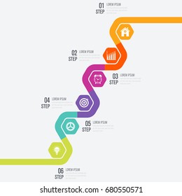 Vector illustration infographics six options. Template for brochure, business, web design