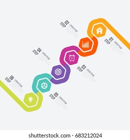 Vector illustration infographics six options. Template for brochure, business, web design