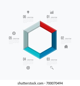 Vector illustration infographics six options. Template for brochure, business, web design