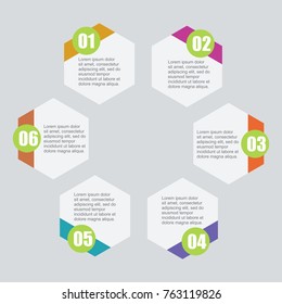 Vector illustration infographics six options. Template for brochure, business, web design