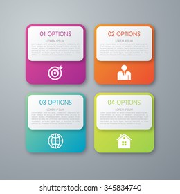 Vector illustration infographics squares with rounded corners.