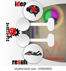Vector illustration infographics table with blurred background money and gold bullion. Icons mind the idea of a mechanism and an hourglass in bulk form.