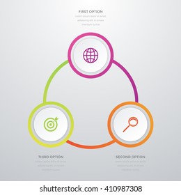 Vector illustration infographics three options. Template for brochure, business, web design